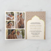 ボヘミアンなクリーム色の幾何学模様のインドの結婚式にぴったりなワンピース 招待状 (内部)