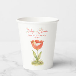 ボヘミアンなベビーシャワーのための「Baby in Bloom」デザイン 紙コップ