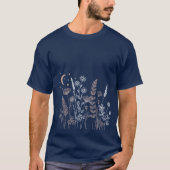 ボヘミアンな夜空の花のイラスト - 月と星 & Tシャツ (正面)