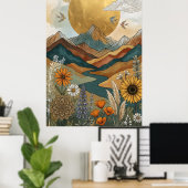 ボヘミアンな天体曼荼羅 川 山 太陽 ポスター (ホームオフィス)