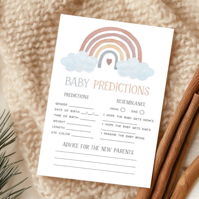 ボヘミアンな小さな太陽のベビー予測ゲーム (Boho Rainbow Baby Shower Baby Predictions Game)