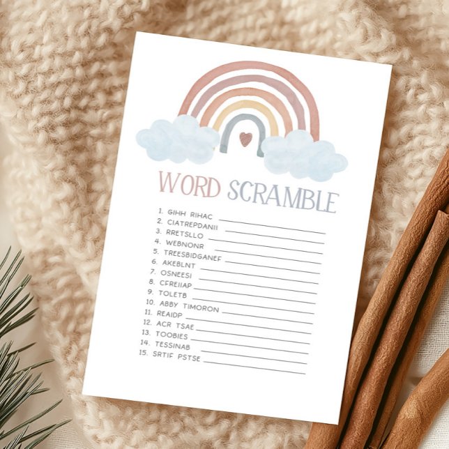 ボヘミアンな小さな太陽のワーズスクランブルゲーム (Boho Rainbow Baby Shower Word Scramble Game)