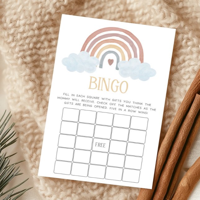 ボヘミアンな小さな太陽の光ベビーシャワービンゴゲーム (Boho Rainbow Baby Shower Bingo Game)