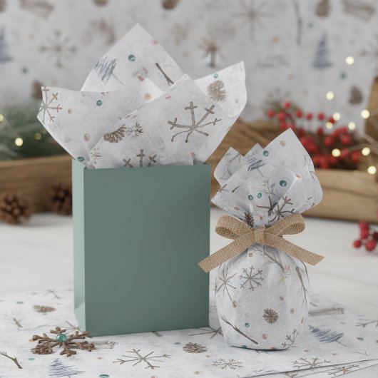 ボヘミアンな小枝と松ぼっくり クリスマス ID986 薄葉紙