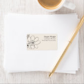 ボヘミアンな手描きの野の花の住所ラベル | クリーム色 ラベル (インサイチュ)