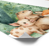 ボヘミアンな森の動物たち ベビーシャワーサイン ポスター (角)
