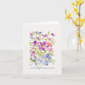 ボヘミアンな水彩画のピンクの野の花のノートカード カード (黄色い花)
