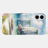 ボヘミアンな海岸の崖の野生の花のビーチアート Case-Mate iPhoneケース (裏面 (横))