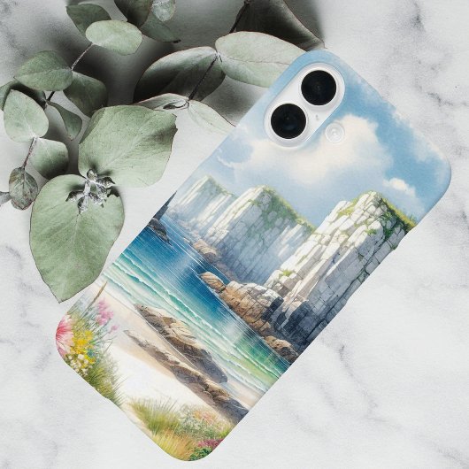 ボヘミアンな海岸の崖の野生の花のビーチアート Case-Mate iPhoneケース