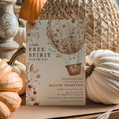 ボヘミアンな秋の幽霊と野の花のハロウィンベビーシャワー 招待状