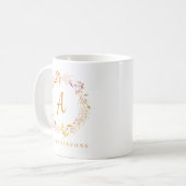 ボヘミアンな秋の花輪 | 名前入り  コーヒーマグカップ (正面左)