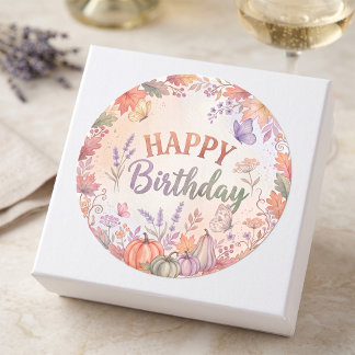 ボヘミアンな秋の誕生日パンプキン オーダーメイド ラウンドステッカー ラウンドシール