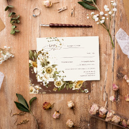 ボヘミアンな秋の野の花 | テラコッタの結婚式RSVP 出欠カード