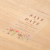 ボヘミアンな秋の野花の草原の結婚式のSave the Date アクリル招待状 (レイダウン)