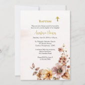ボヘミアンな花のモチーフを使った正教会の洗礼 招待状 (正面)