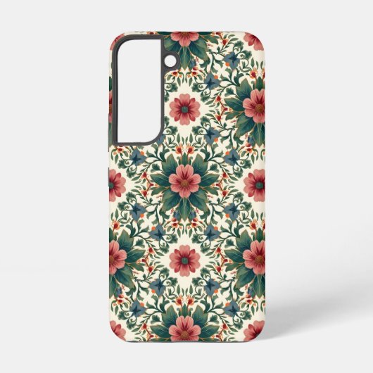 ボヘミアンな花の魔法 - グリーンとピンクの色合いで SAMSUNG GALAXYケース (裏面)