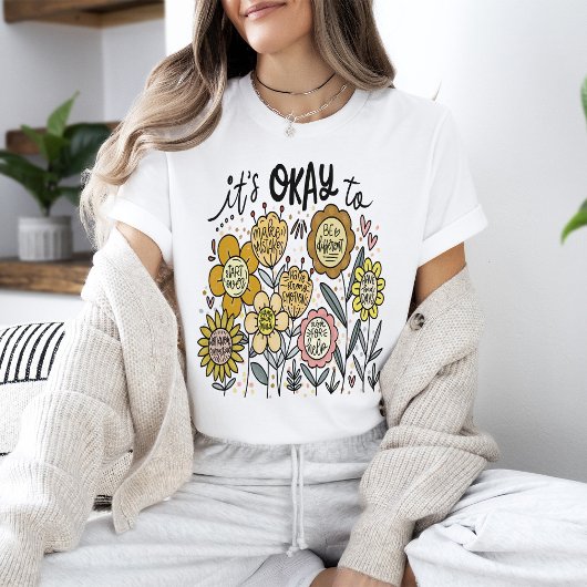 ボヘミアンな花柄Tシャツ - 大丈夫だよ Tシャツ