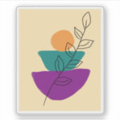 ボヘミアンな葉のイラスト シール (正面)