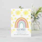 ボヘミアンな虹と太陽の誕生お知らせ Hello World 招待状 (スタンド正面)