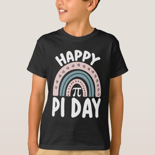 ボヘミアンな虹の数学者のためのハッピー円周率の日 Tシャツ (正面)