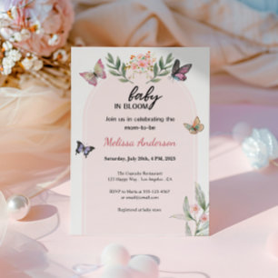 ボヘミアンな蝶のベビーインブルームベビーシャワー 招待状