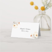 ボヘミアンな野の花とテラコッタベージュの結婚式 プレイスカード (裏面)