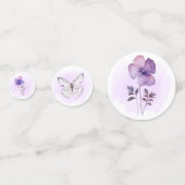 ボヘミアンな野の花と紫の蝶のベビーシャワー コンフェッティ (裏面)