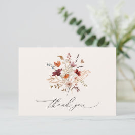 ボヘミアンな野の花のエレガントな秋の結婚式 サンキューカード