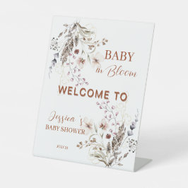 ボヘミアンな野の花のベビーシャワーのウェルカムサイン 台座サイン