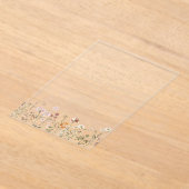 ボヘミアンな野の花の庭のくすんだ茶色の結婚式 アクリル招待状 (レイダウン)