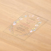 ボヘミアンな野の花の庭のリースの結婚式 アクリル招待状 (レイダウン)