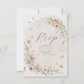 ボヘミアンな野の花の庭の結婚式 出欠カード (正面)