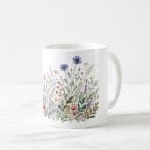 ボヘミアンな野の花の水彩マグカップ コーヒーマグカップ (正面右)