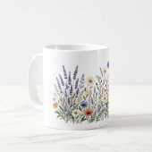 ボヘミアンな野の花の水彩マグカップ コーヒーマグカップ (正面左)
