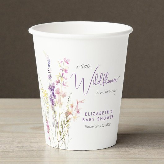 ボヘミアンな野の花の水彩画ベビーシャワー 紙コップ