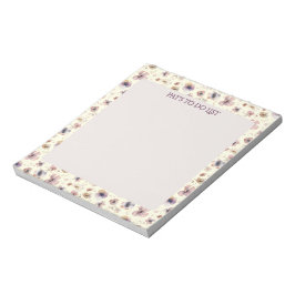 ボヘミアンな野の花の水彩画 クリーム ブルッシュ ノートパッド
