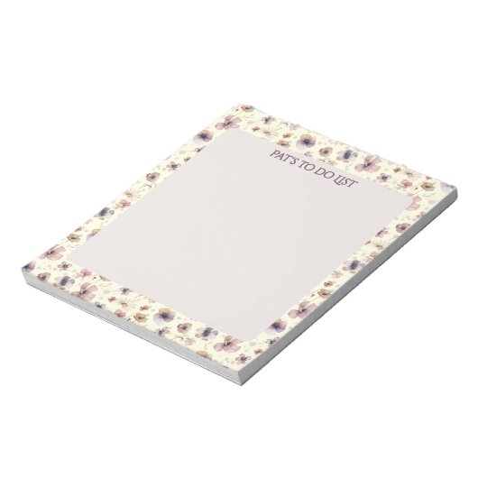 ボヘミアンな野の花の水彩画 クリーム ブルッシュ ノートパッド (回転)