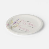 ボヘミアンな野の花の水彩画 ベビーシャワー ペーパープレート (アングル)