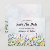 ボヘミアンな野の花の水彩結婚式 セーブザデート (正面/裏面)
