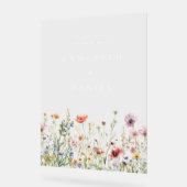 ボヘミアンな野の花の結婚式ウェルカム アクリルサイン (傾斜)