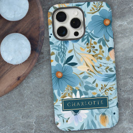 ボヘミアンな野花の庭 ブルー フローラル iPhone 15 PRO MAXケース