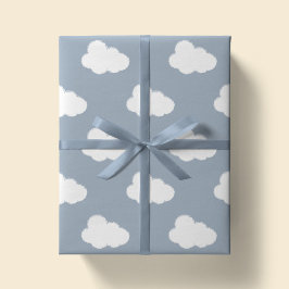 ボヘミアンな雲の空シンプルな男女兼用キッズブルー ラッピングペーパー