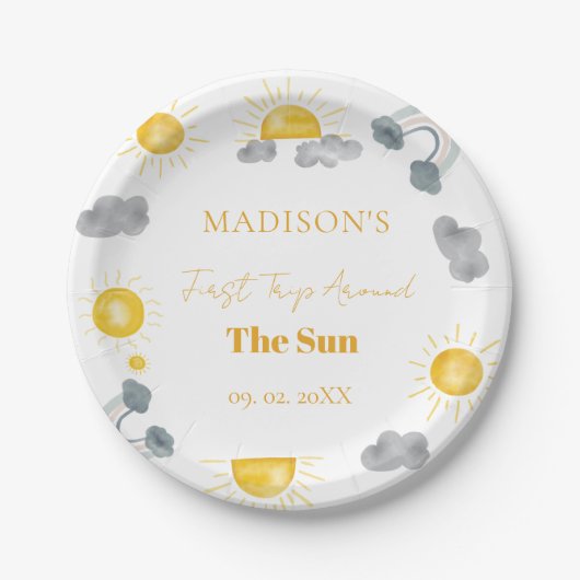 ボヘミアンのまわりに初の旅ザ・サン1歳の誕生日 ペーパープレート (正面)