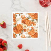 ボヘミアンのオレンジ色の花 スタンダードカクテルナプキン (インサイチュ)