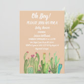 ボヘミアンのカクタス アリゾナの土色 水彩画 招待状 (スタンド正面)