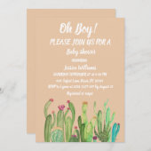 ボヘミアンのカクタス アリゾナの土色 水彩画 招待状 (正面/裏面)