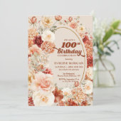 ボヘミアンのカラフルな秋の花のセージ 100歳の誕生日 招待状 (スタンド正面)