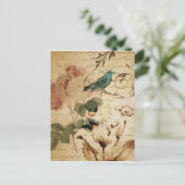 ボヘミアンのシックなパリスクリプト鳥フランスの植物学 ポストカード (スタンド正面)