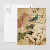 ボヘミアンのシックなパリスクリプト鳥フランスの植物学 ポストカード (正面/裏面)