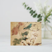 ボヘミアンのシックなパリスクリプト鳥フランスの植物学 ポストカード (スタンド正面)